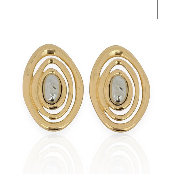 BRINCO FOLHEADO A OURO 18K E PRATA MIX BANHOS ESPIRAL