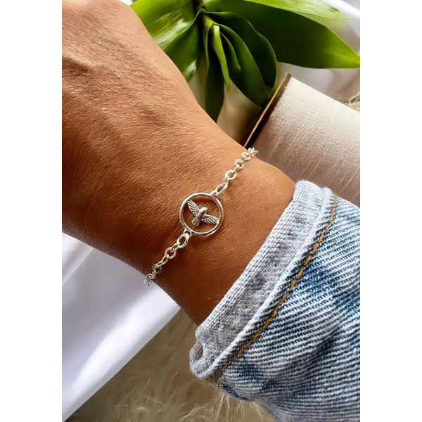 Pulseira com medalha de Espirito Santo Prata 925