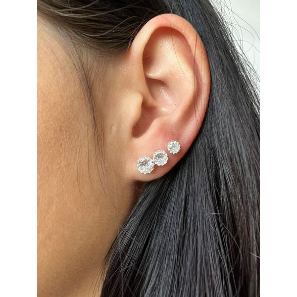 Trio de Brinco Zircônia Redonda Base Torcida Prata 925
