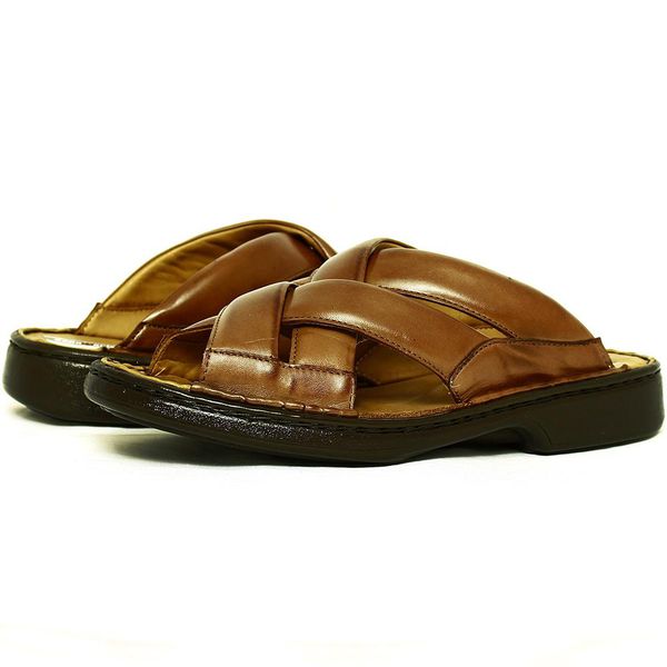 Chinelo Masculino Conforto Em Couro Whisky Tipo Anti-Stress Galway 3055