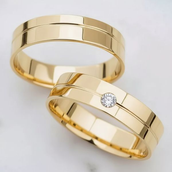 Par de Alianças Aurora 14K