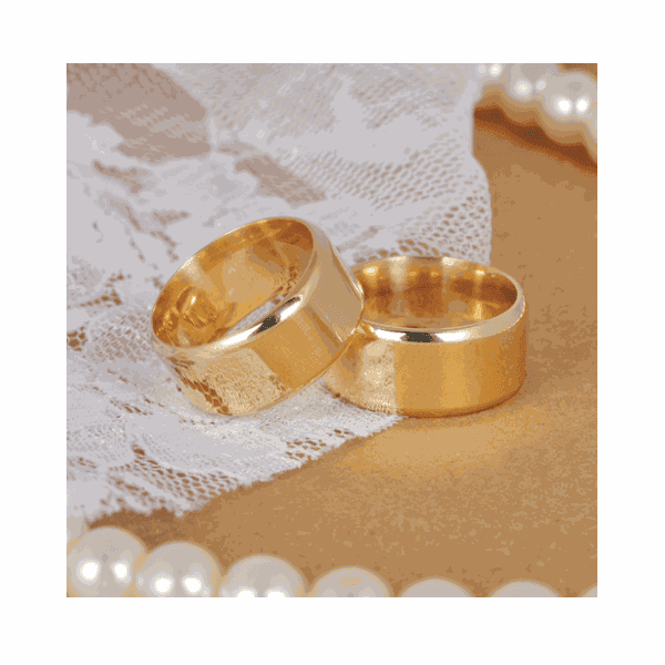 Par de Alianças de Casamento em Ouro 18K Lateral Arredondadas 9 mm