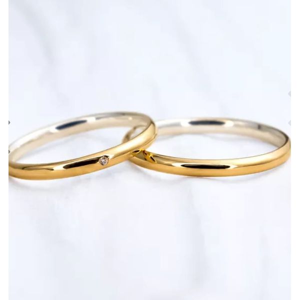 Par de Alianças em Ouro 18K e Prata 2 mm