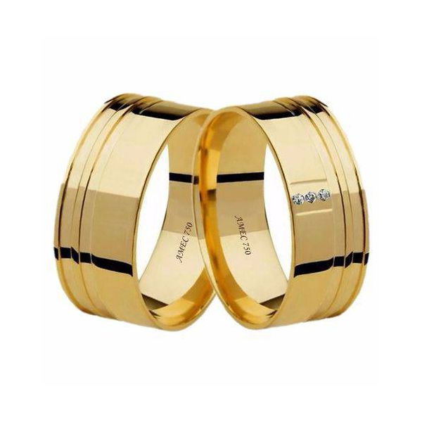 Par de Aliança em Ouro 14K Trabalhada 7 mm