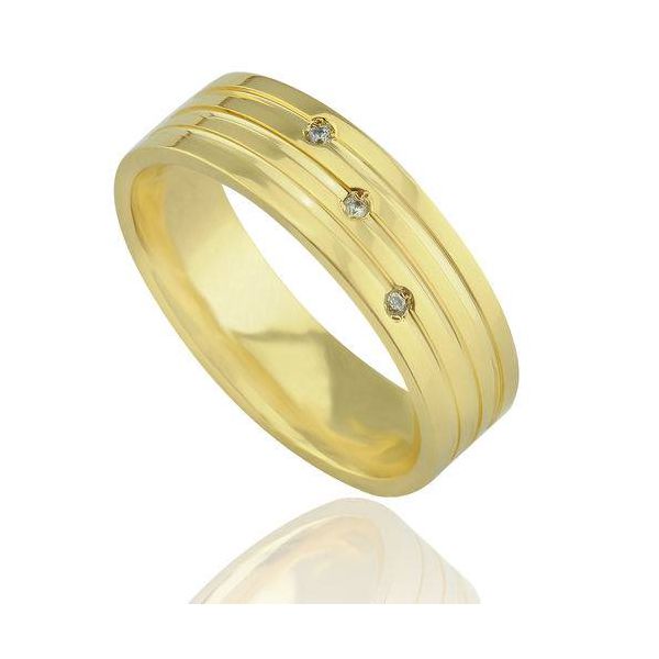 Par de Alianças de Casamento Trabalhada em Ouro 18K