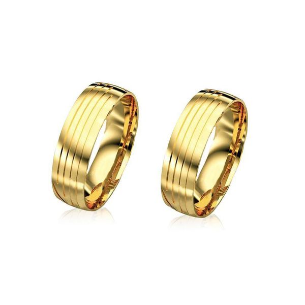 Par de Alianças Trabalhadas de casamento em Ouro 18K Anatômicas 7 m