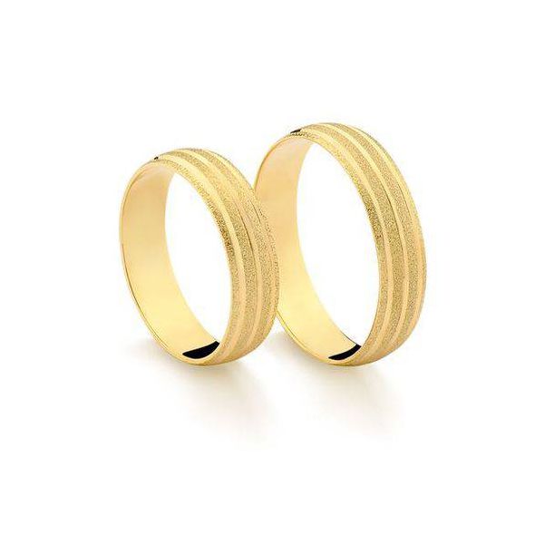 Par de Alianças em Ouro 18K Trabalhada 5 mm