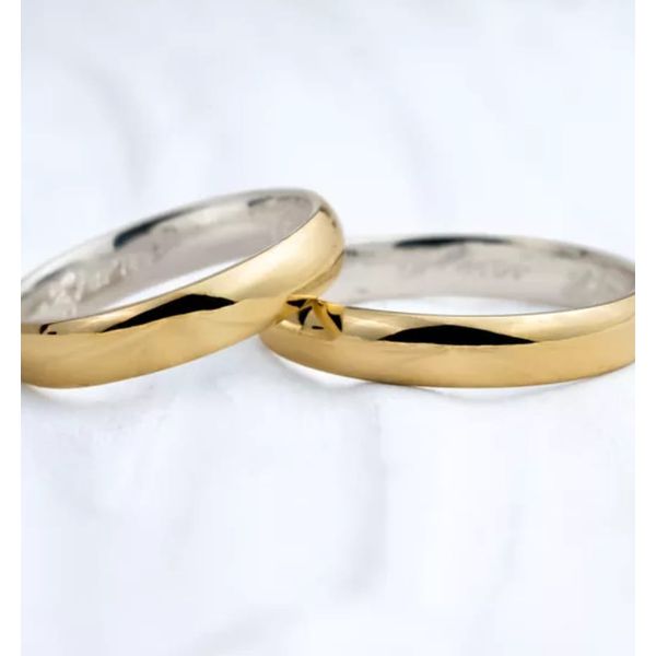 Par de Alianças em Ouro 18K e Prata 4mm