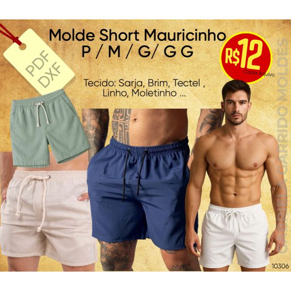 Molde Bermuda Mauricinho Masculino P ao GG