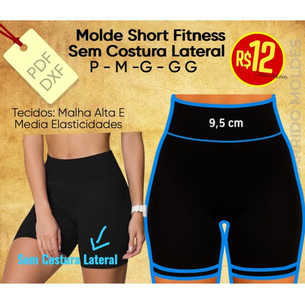 Molde Short Fitness Sem Costura Lateral / P ao GG