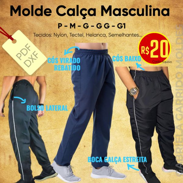 CALÇA MASCULINA TECTEL / CÓS BAIXO - P AO XGG 