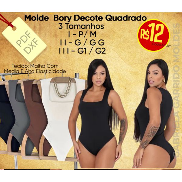 Molde Bory Decote Quadrado Sem Manga 