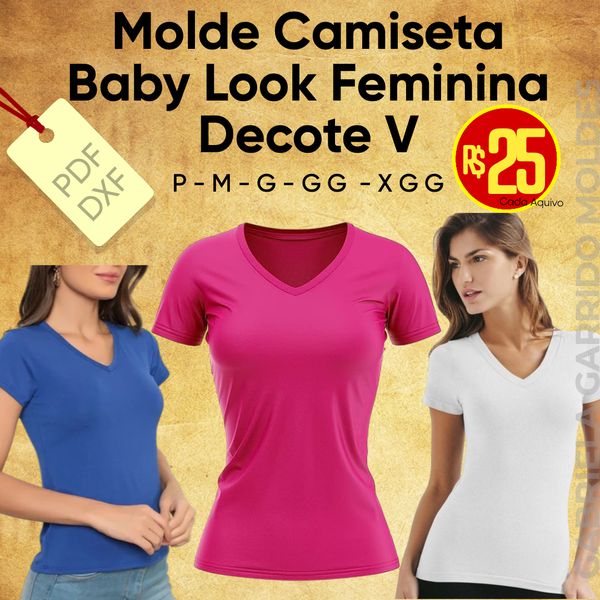 MOLDE BABY LOOK DECOTE V - P AO XGG