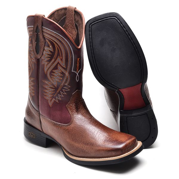 Bota Masculina Texana Cano Médio Couro Elefante