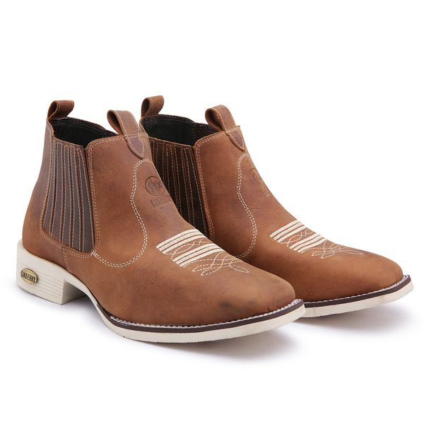 Bota de shop couro masculina vaquejada