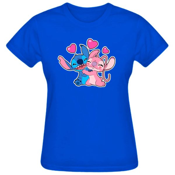 Babylook Azul Warmout Feminina Estampada Stitch Angel