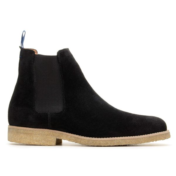 bota chelsea masculina em camurça preto couro legítimo com elásticos laterais sola crepe de borracha natural gianno