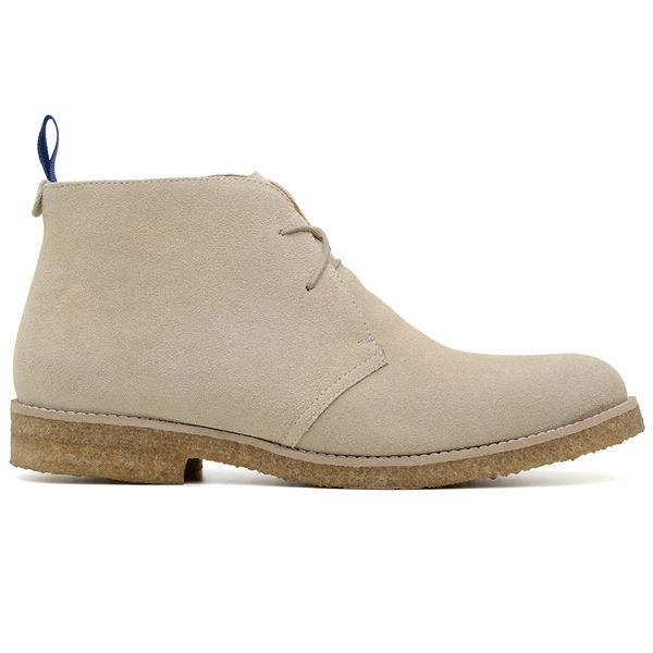 bota desert chukka masculina em camurça bege claro couro legítimo de amarrar com cadarço sola crepe de borracha natural gianno