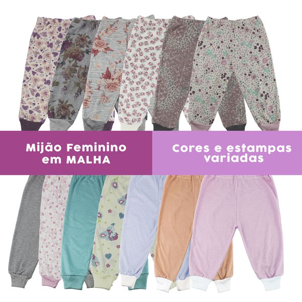 Mijão Bebê Menina Kit 8 Calças Malha Fresquinha