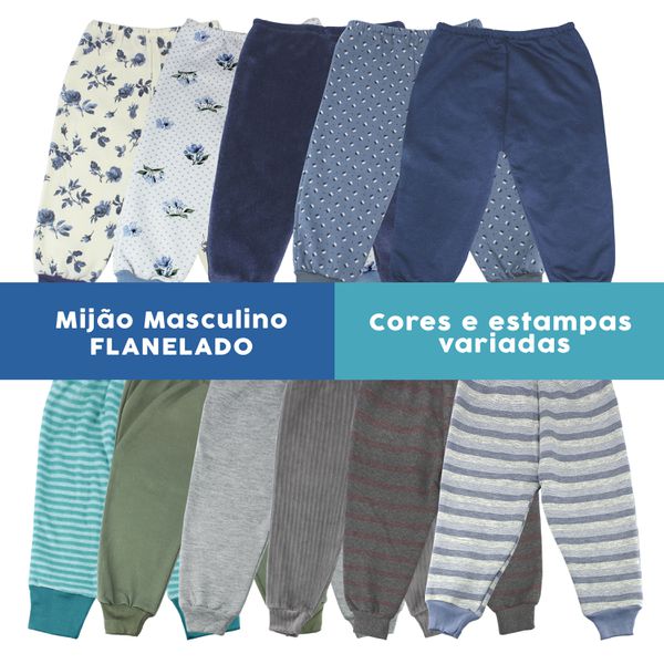 Mijão Infantil Menino Flanelado Kit 8 calças Mijãozinho Bebê