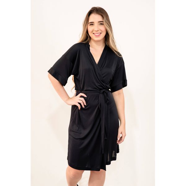 Robe de Liganete, transpassado, preto.