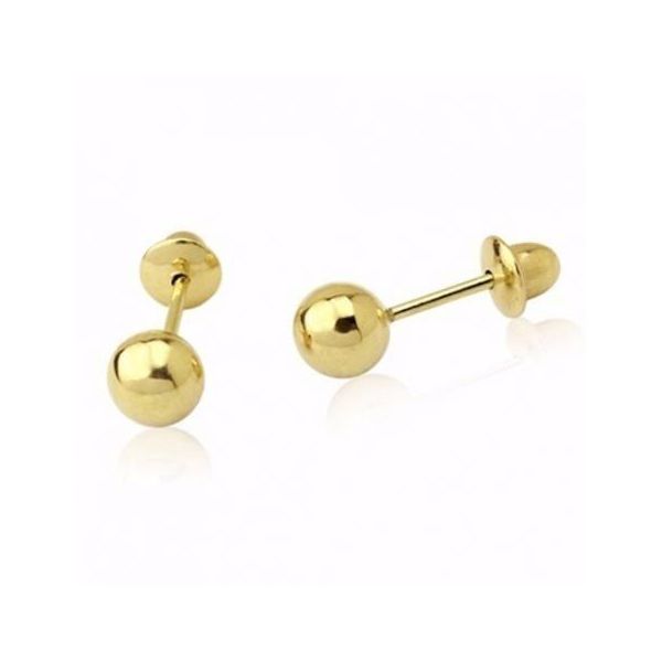 Brinco Infantil Bola 4mm Ouro 18K