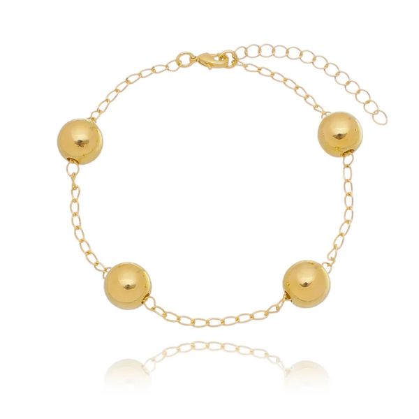 Pulseira Bolas Lisas Banho Ouro 18k