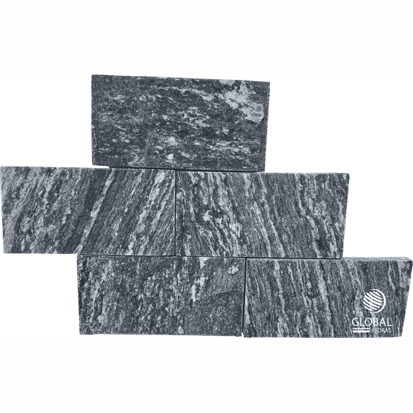 Pedra Miracema Preto Indiano com 19 Pecas 0,5m² 11,5x23cm