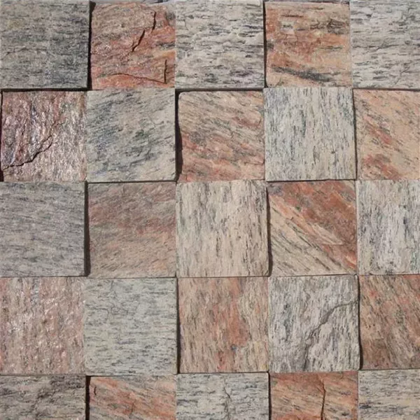 Pedra Madeira Serrada Rosa Amarrado com 0,5m² 11,5x11,5cm