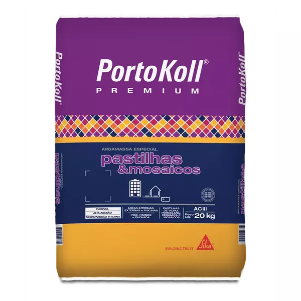 Argamassa Para Pastilhas e Mosaicos Premium Branco 20Kg PortoKoll 