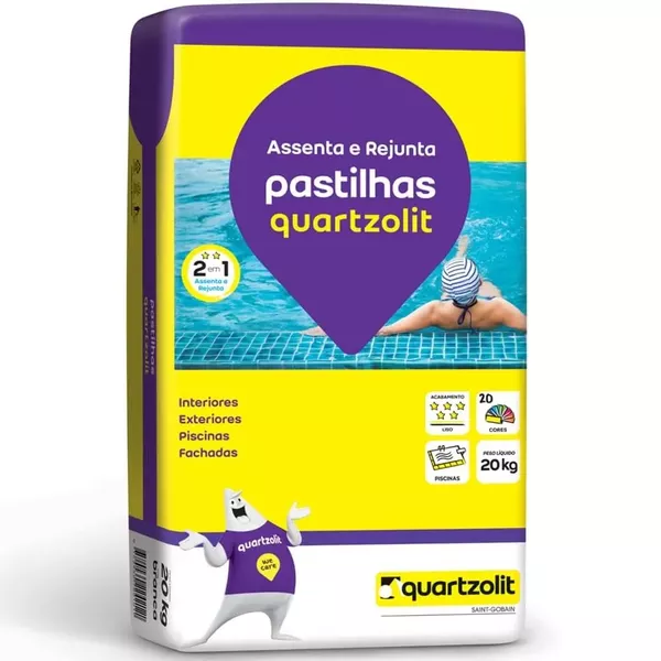 Argamassa Rejunte para Pastilhas Interior e Exterior Branco 20 Kilos - Quartzolit