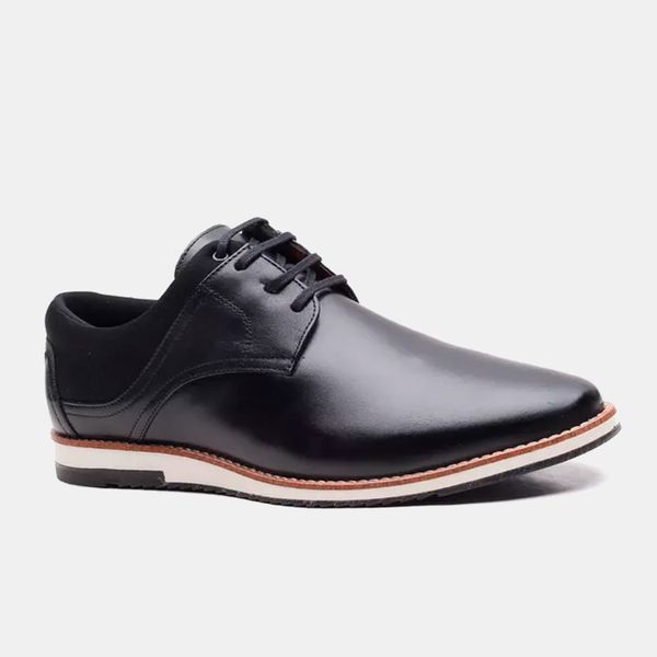 Sapatênis Gofer Em Couro Comfort E Neoprene Preto 21075PU