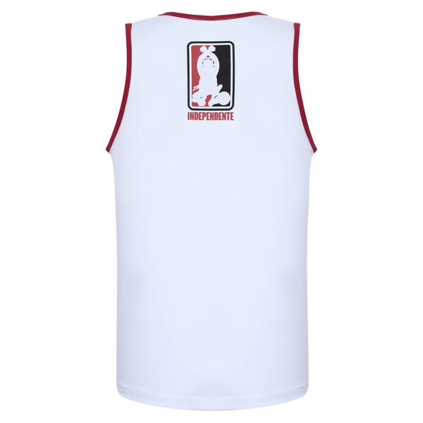 Camiseta Regata Branca Estampa Santo Paulo e Escudo do SPFC