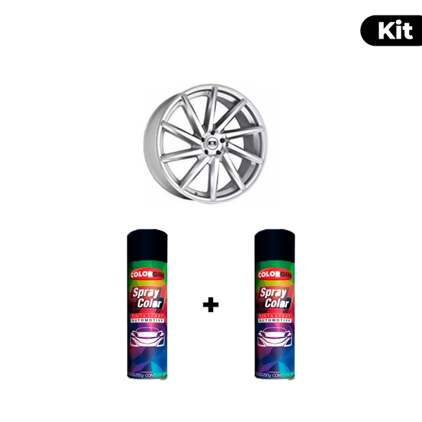 KIT SPRAY AUTOMOTIVO - PRATA RODAS TEC POL + VERNIZ RAPIDO 300ML