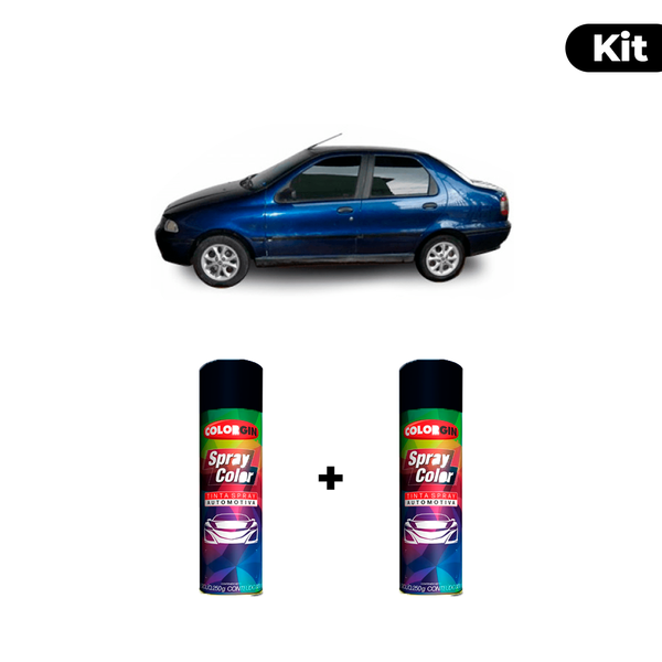 KIT SPRAY AUTOMOTIVO - AZUL SANTIAGO PER 96 POL + VERNIZ RAPIDO 300ML