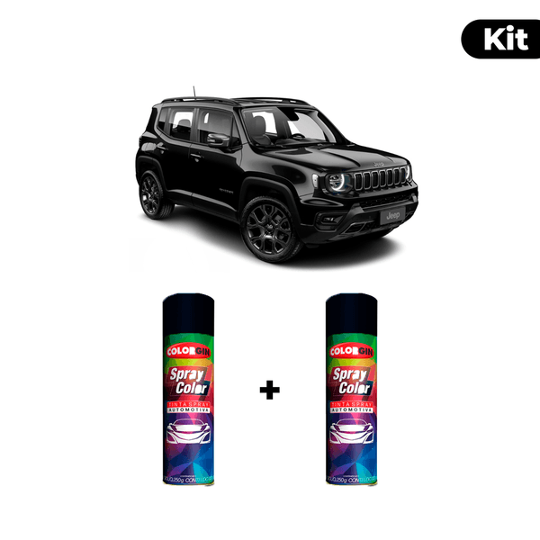 KIT SPRAY AUTOMOTIVO - PRETO CARBON 2016/17 POL + VERNIZ RAPIDO 300ML