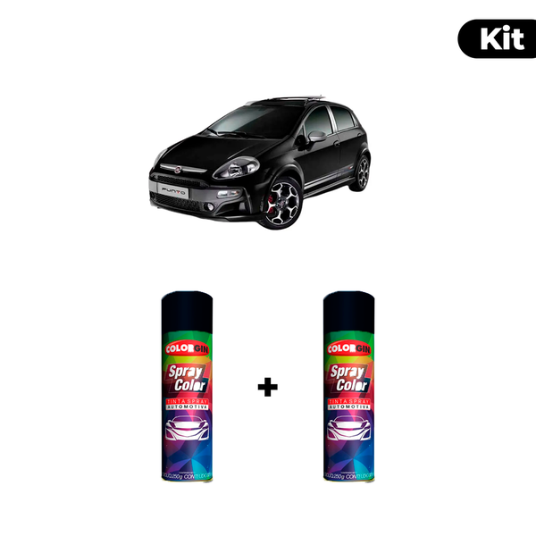 KIT SPRAY AUTOMOTIVO - PRETO VESUVIO 2001/09 POL + VERNIZ RAPIDO 300ML