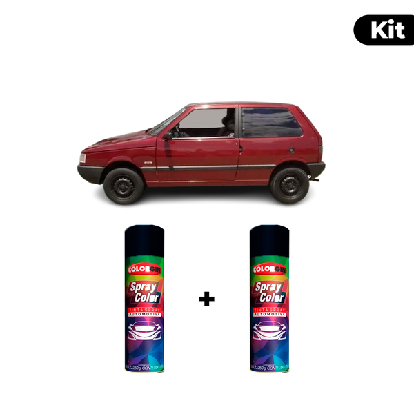 KIT SPRAY AUTOMOTIVO - VERMELHO PEROL 1988 POL + VERNIZ RAPIDO 300ML