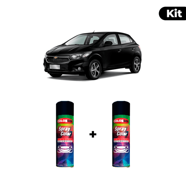 KIT SPRAY AUTOMOTIVO - PRETO GLOBAL 2012 POL + VERNIZ RAPIDO 300ML