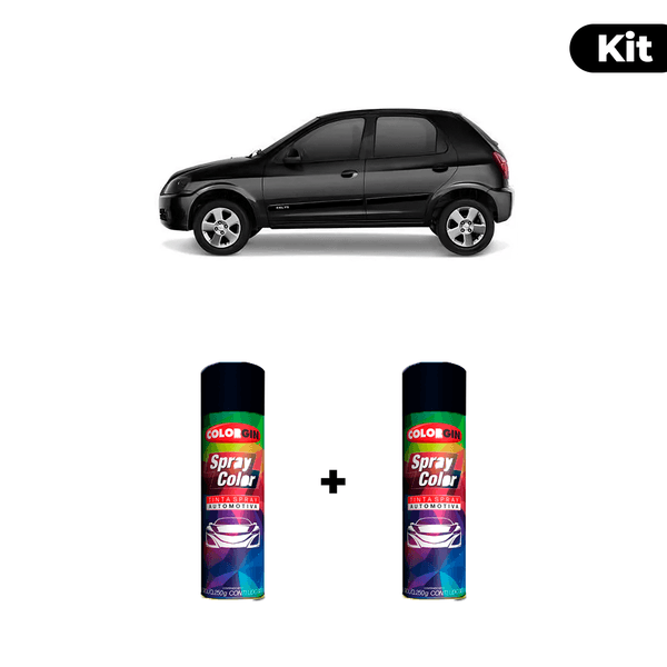 KIT SPRAY AUTOMOTIVO - PRETO LISZT 1994/04 POL + VERNIZ RAPIDO 300ML