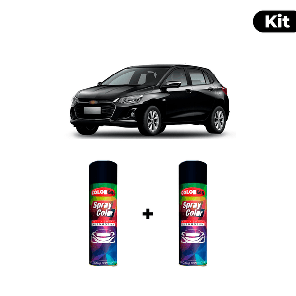KIT SPRAY AUTOMOTIVO - PRETO OURO NEGRO 2016 POL + VERNIZ RAPIDO 300ML