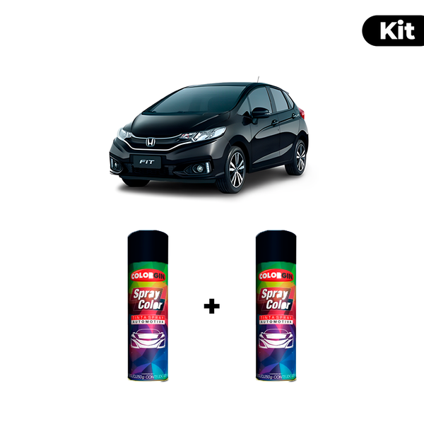 KIT SPRAY AUTOMOTIVO - PRETO CRISTAL PER 09 POL + VERNIZ RAPIDO 300ML