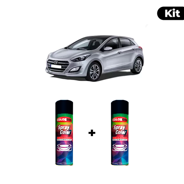 KIT SPRAY AUTOMOTIVO - SHIMMERING SILVER 11 POL + VERNIZ RAPIDO 300ML