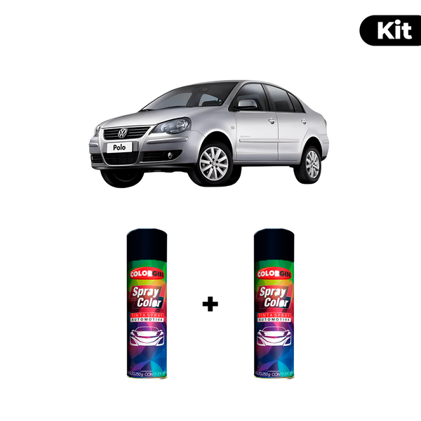 KIT SPRAY AUTOMOTIVO - PRATA LIGHT 2004 POL + VERNIZ RAPIDO 300ML