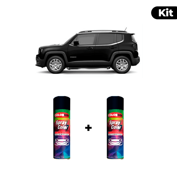 KIT SPRAY AUTOMOTIVO - PRETO SHADOW LISA 201 POL + VERNIZ RAPIDO 300ML