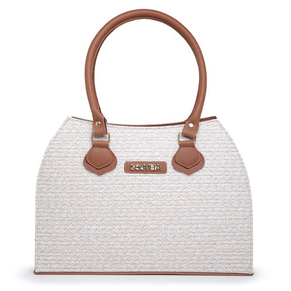 Bolsa Feminina Estilo Pasta de Ombro Social Palha Bege - Gouveia Costa 