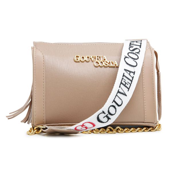 Bolsa Feminina Festa Transversal corrente Dourada Amêndoa - Gouveia Costa 
