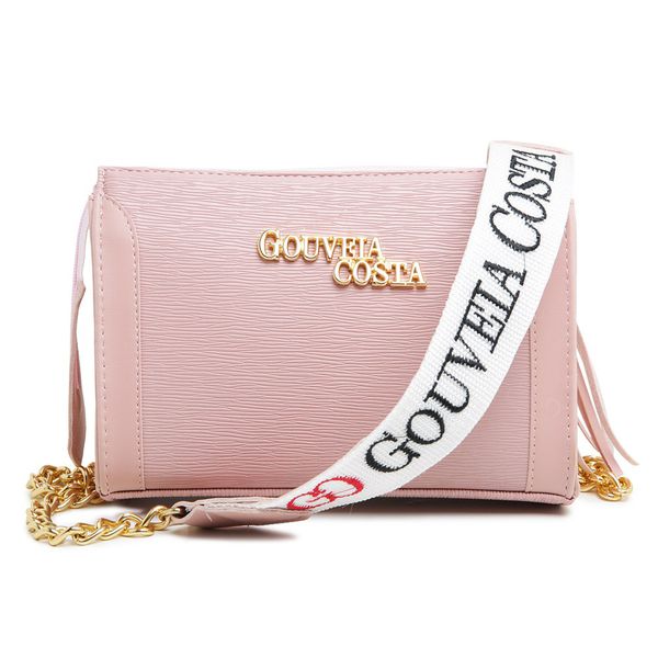 Bolsa Feminina Festa Transversal corrente Dourada Rosa - Gouveia Costa 