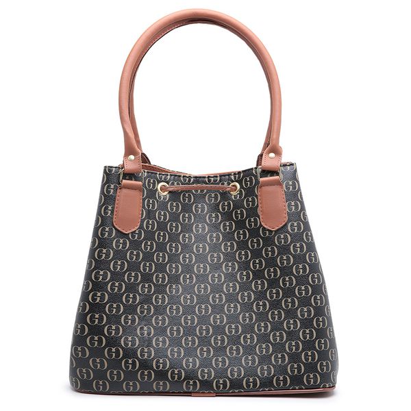 Conjunto 3 Peças estampada Bolsa Saco grande + Bolsa Transversal + nécessaire Preta - Gouveia Costa 