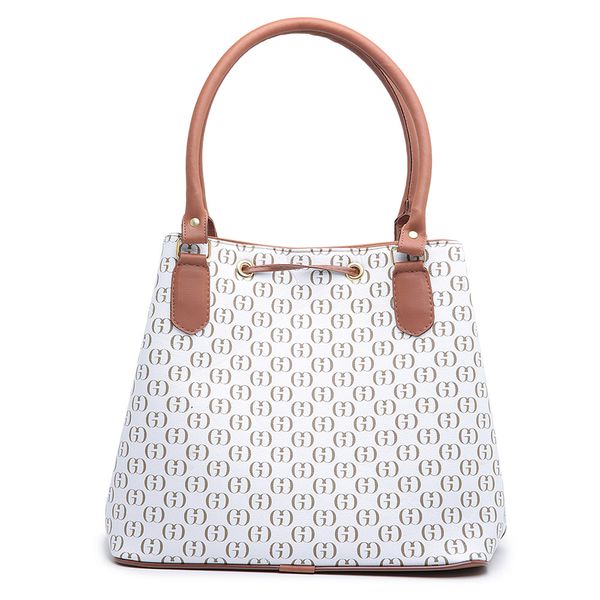 Conjunto 3 Peças estampada Bolsa Saco grande + Bolsa Transversal + nécessaire Branca - Gouveia Costa 